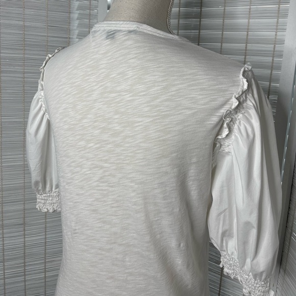 Veronica Beard White Puff Sleeve Smocked Top Size XS - Picture 5 of 9
